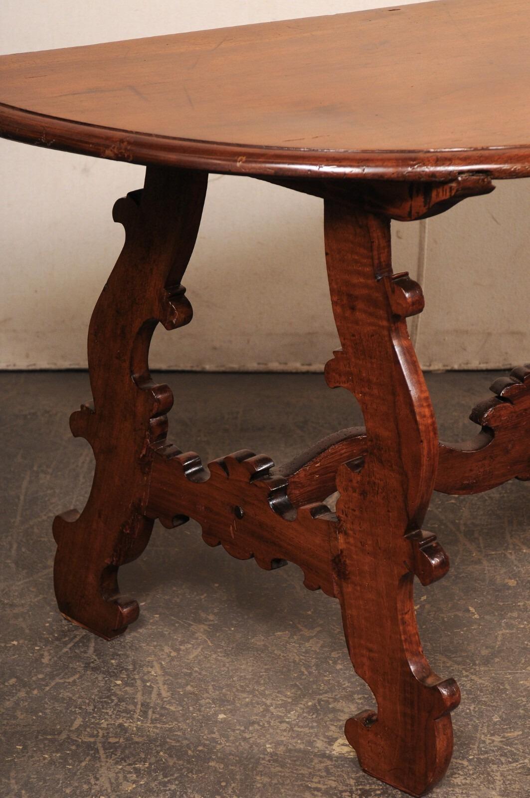 Early 19th Century Italian Pair of Demi Lunes- Great Legs! For Sale 1
