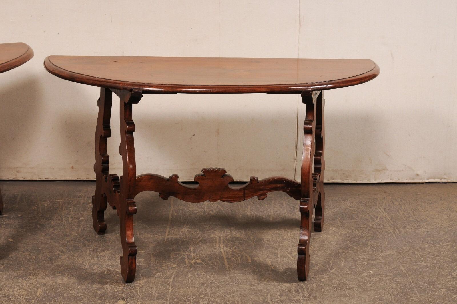 Early 19th Century Italian Pair of Demi Lunes- Great Legs! For Sale 2