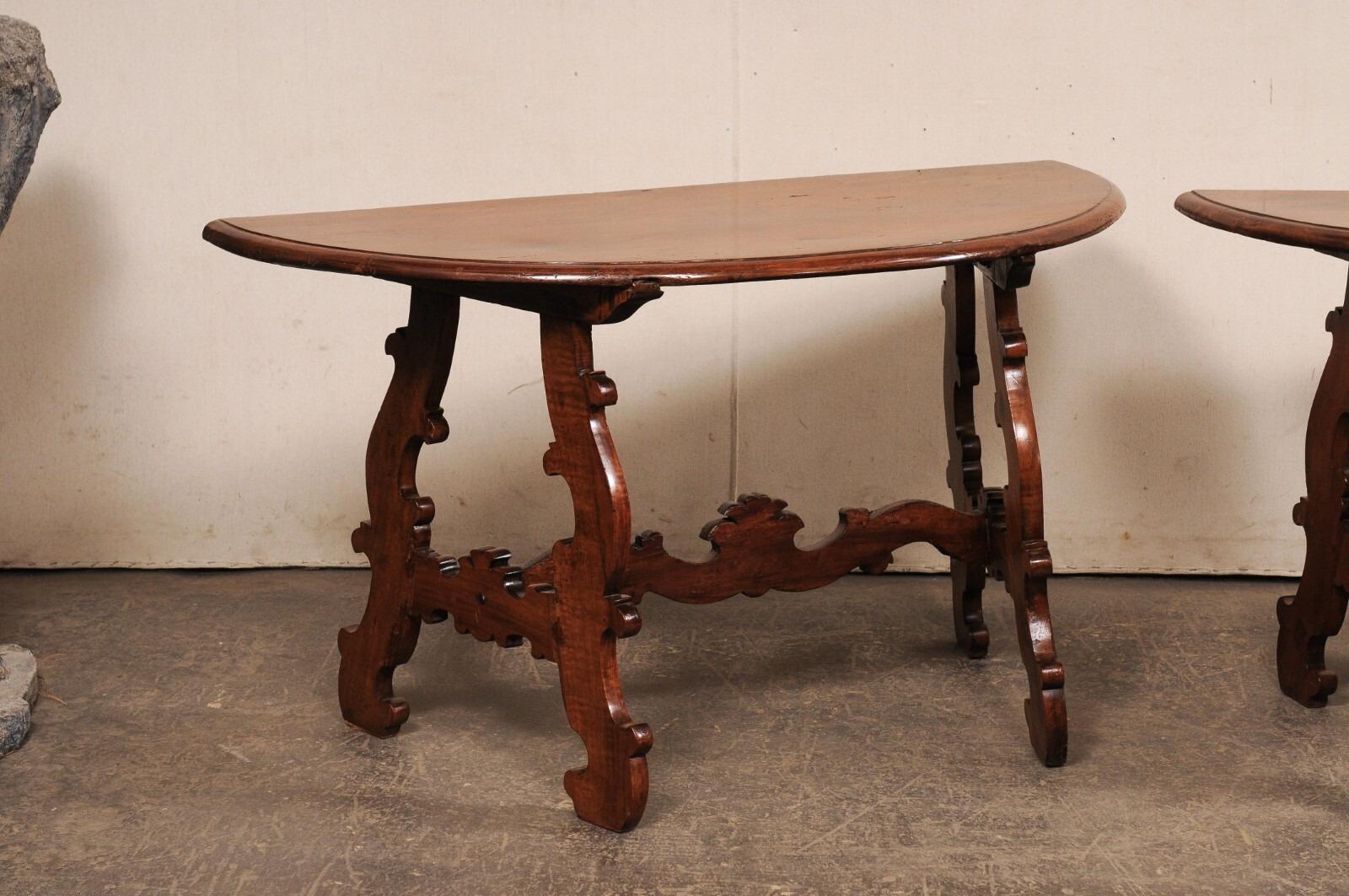 Early 19th Century Italian Pair of Demi Lunes- Great Legs! For Sale 3