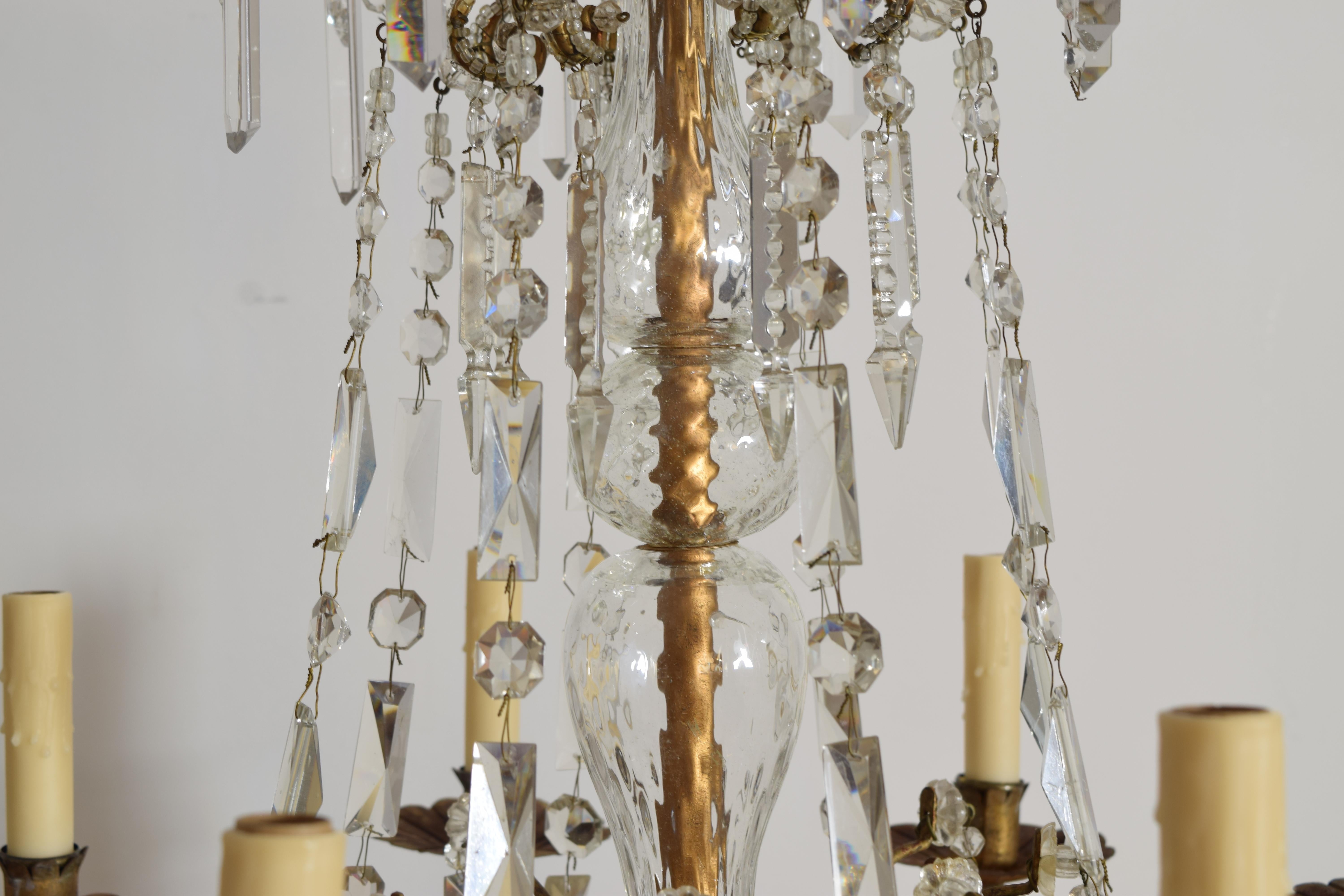 Lustre à 8 lumières de style rococo italien du début du 19e siècle Bon état - En vente à Atlanta, GA
