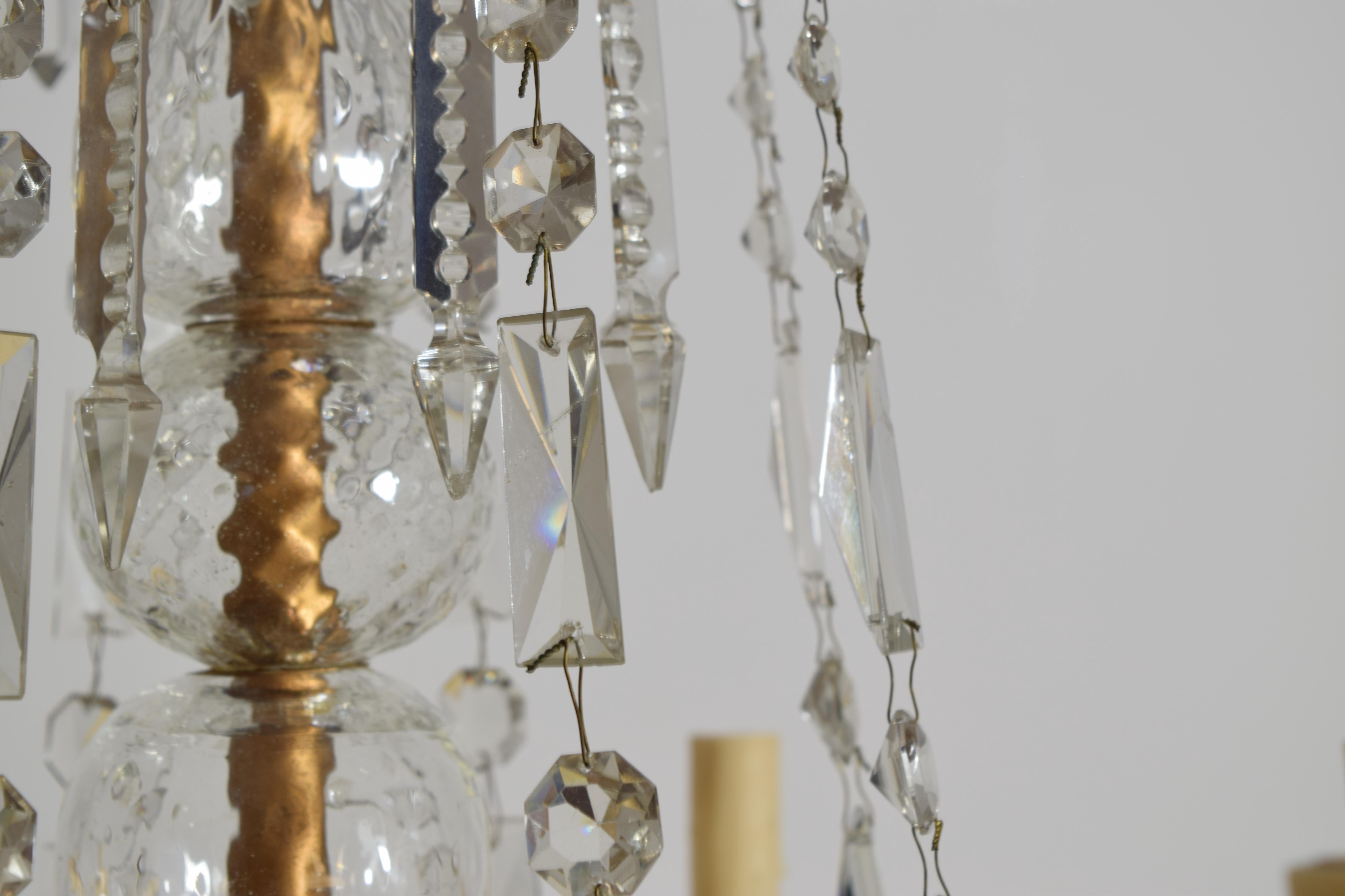 XIXe siècle Lustre à 8 lumières de style rococo italien du début du 19e siècle en vente