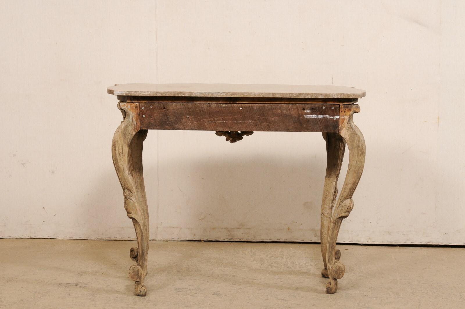 Early 19th Century Italian Rococo Style Carved Console w/Marble Top For Sale 6