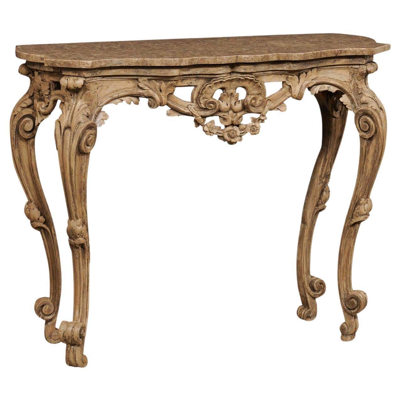 Early 19th Century Italian Rococo Style Carved Console w/Marble Top For ...
