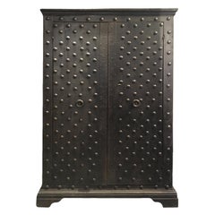 Early 19th Century Italian Safe Wardrobe in Chestnut Wood and Iron