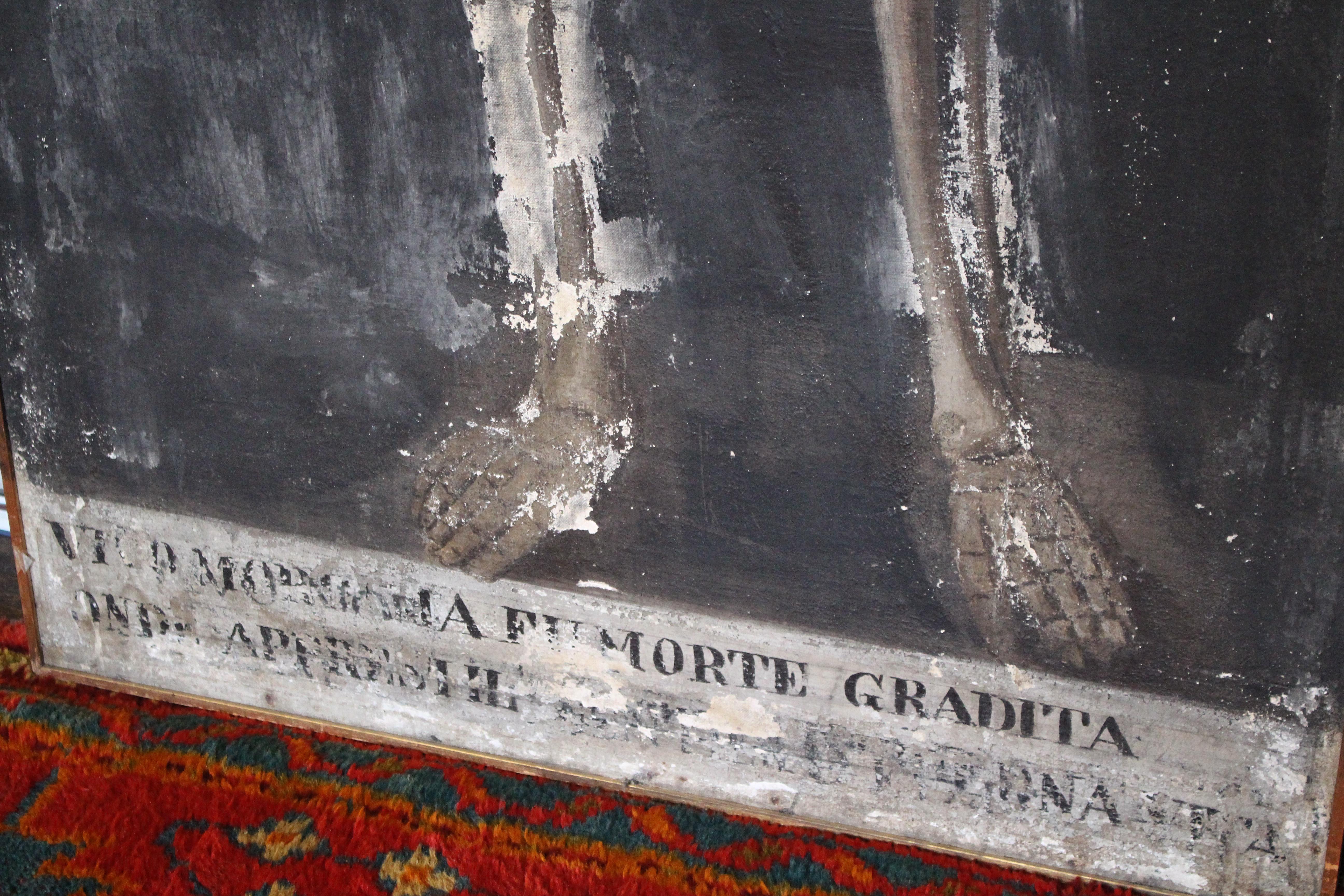 Scuola italiana del primo Ottocento Memento Mori Olio su tela Welcome Death in vendita 7