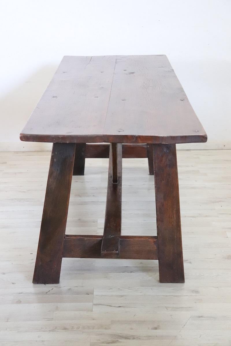 Table Fratino italienne du début du 19ème siècle en bois d'Oak massif Longueur 78, 74