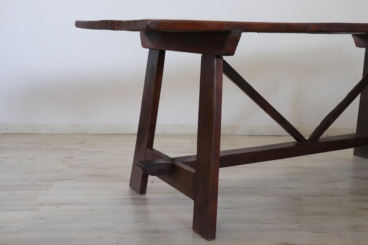 Table Fratino italienne du début du 19ème siècle en bois d'Oak massif Longueur 78, 74