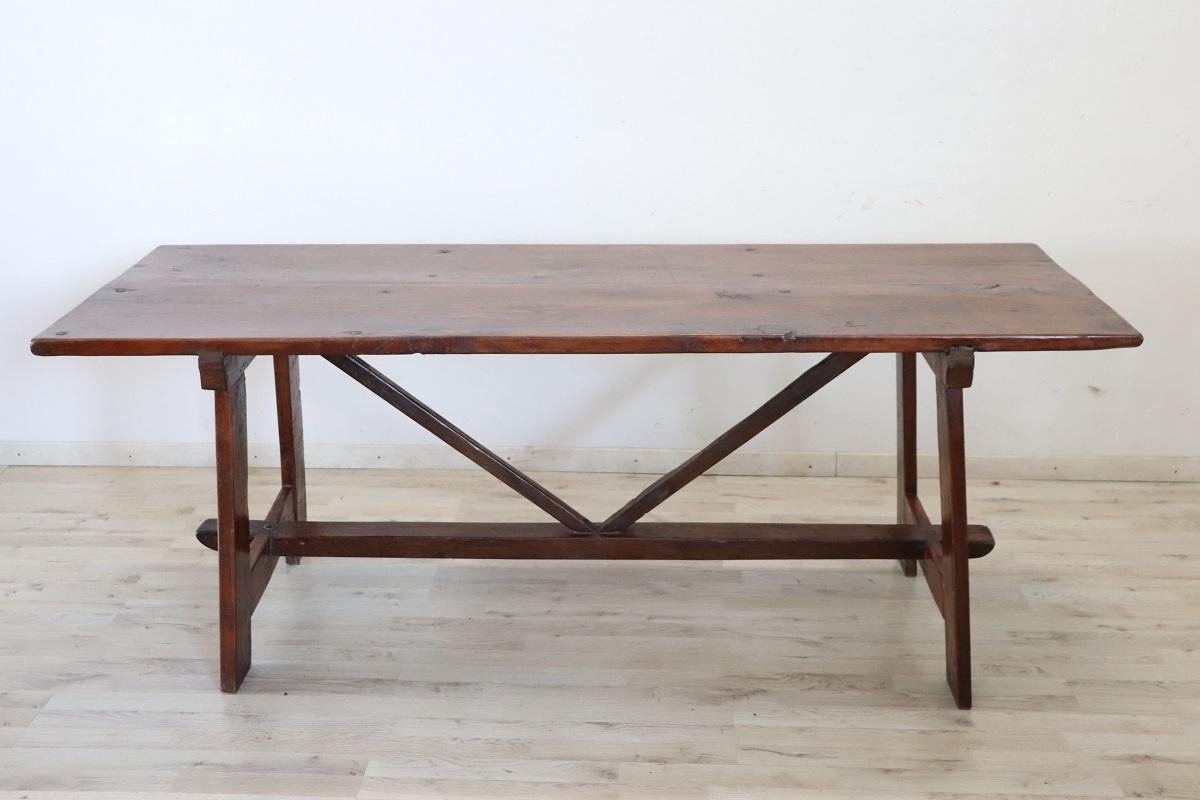 XIXe siècle Table Fratino italienne du début du 19ème siècle en bois d'Oak massif Longueur 78, 74