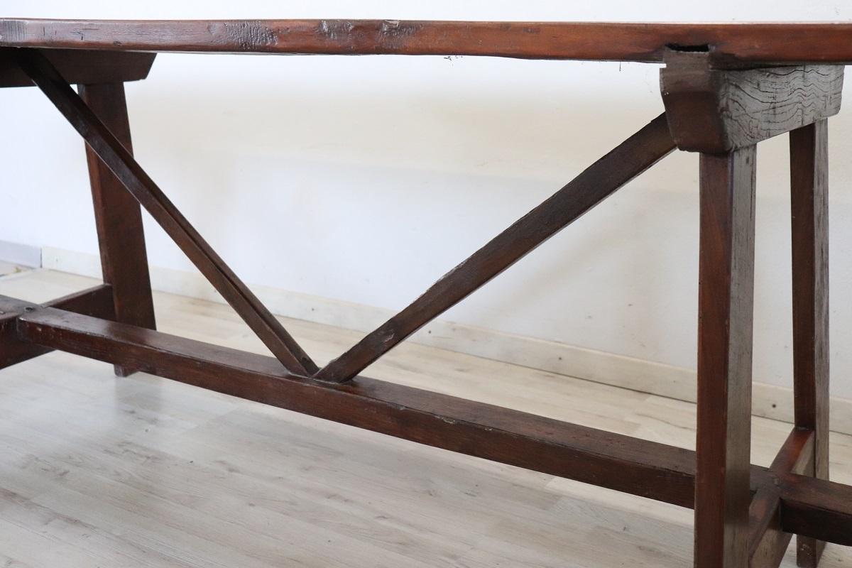 Table Fratino italienne du début du 19ème siècle en bois d'Oak massif Longueur 78, 74