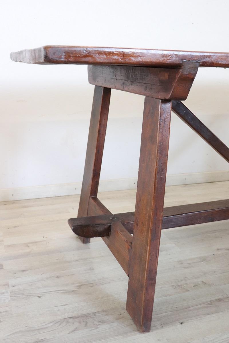Table Fratino italienne du début du 19ème siècle en bois d'Oak massif Longueur 78, 74