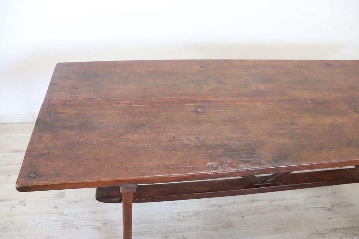 Table Fratino italienne du début du 19ème siècle en bois d'Oak massif Longueur 78, 74