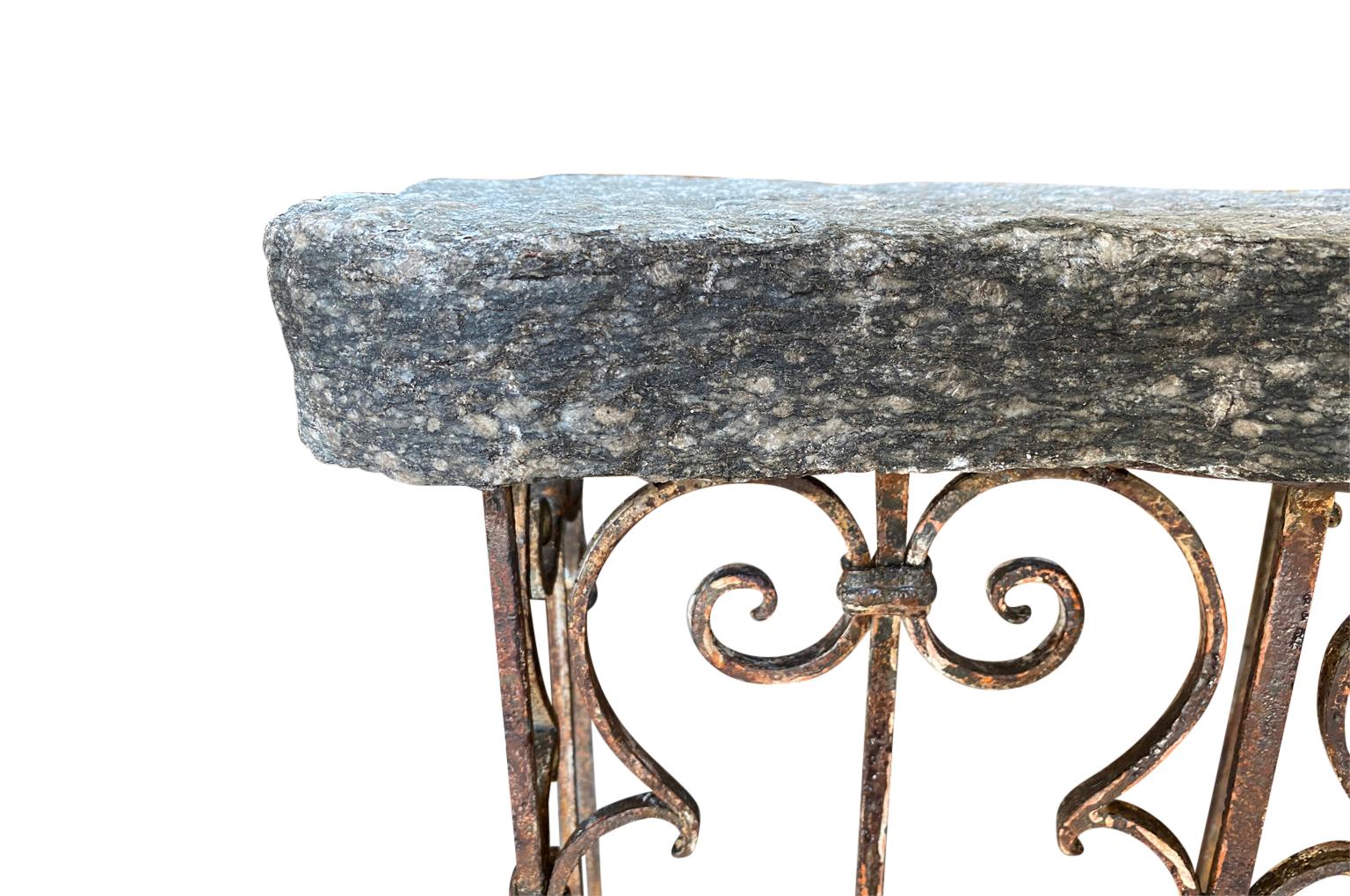 Early 19th Century Italian Stone Top Console Table For Sale 8