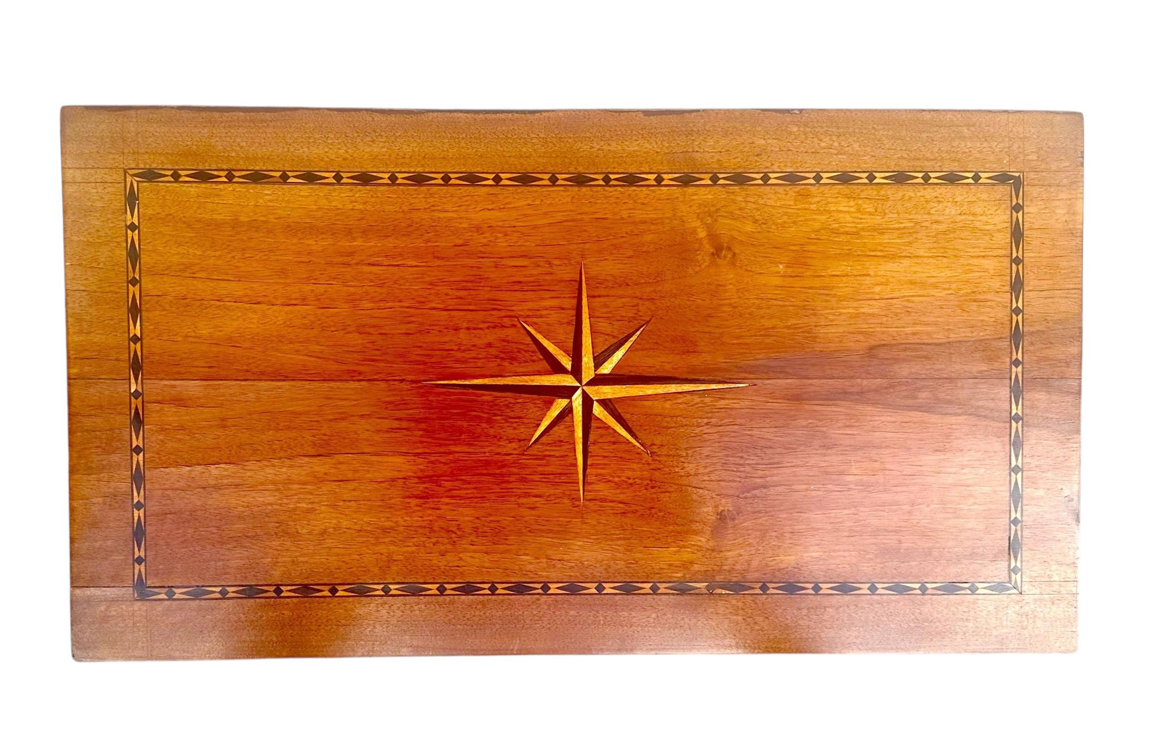 Wood Early 19th Century Italian Three Drawer Chest with Starburst Inlay For Sale