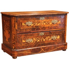 Early 19th Century Italian Walnut Marquetry Two-Drawer Commode