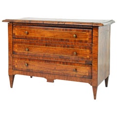 Early 19th Century Italian Walnut Parquetry Miniature Commode or Jewelry Chest