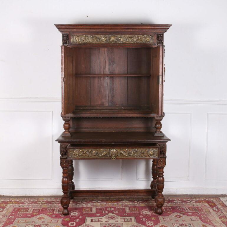 Oak Early 19th Century Jacobean Style Desk & Hutch C-LK For Sale