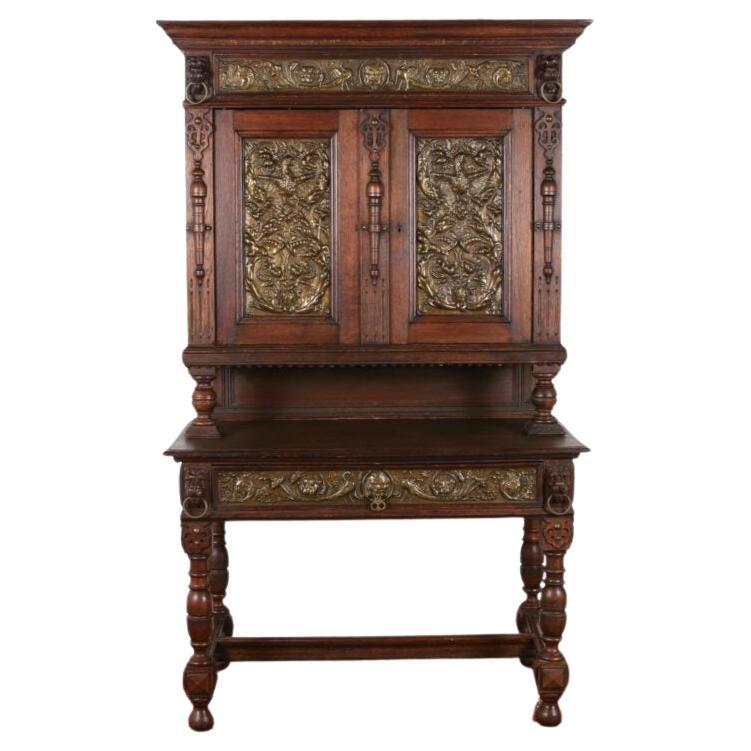 Early 19th Century Jacobean Style Desk & Hutch C-LK For Sale