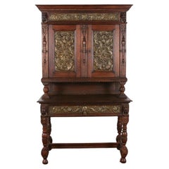 Antique Early 19th Century Jacobean Style Desk & Hutch C-LK