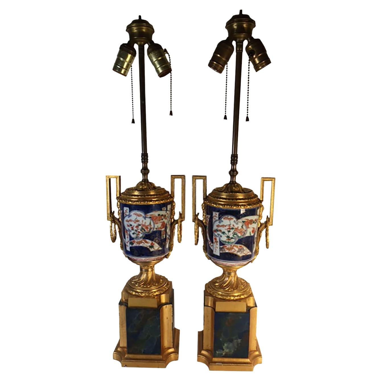 Early 19th Century Japanese Arita Vases as Lamps For Sale