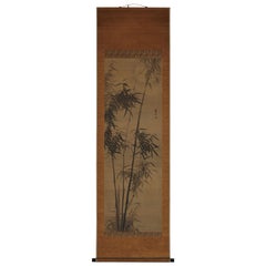 Japanese Painting, Hanging Scroll, 19th Century Bamboo in Moonlight