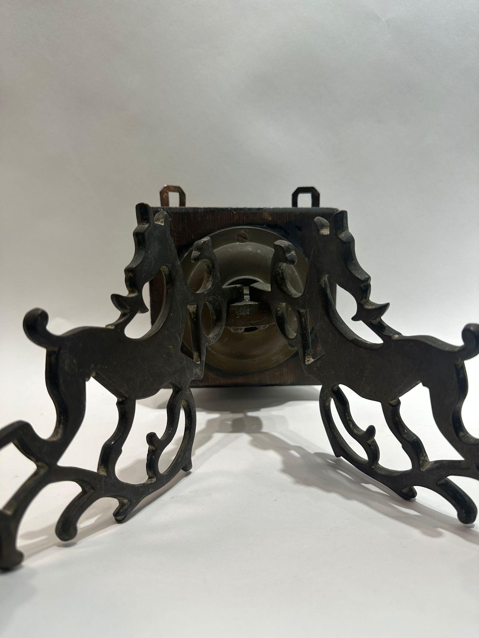 Cast Early 19th-Century Jewish Wall Double Candle Holder with Deer Motif For Sale