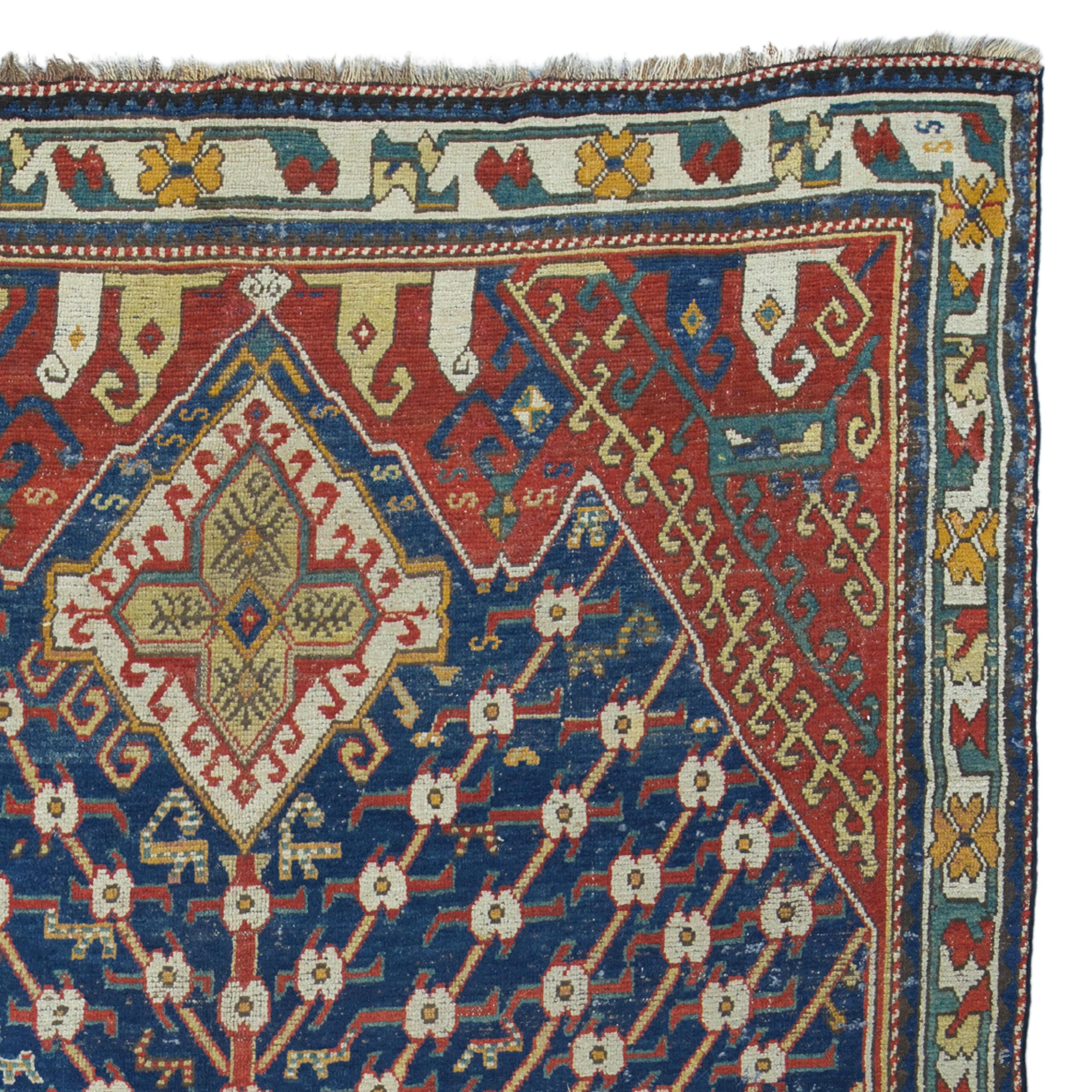 Wool Early 19th Century Kazak Rug - Antique Caucasian Rug, Antique Rug For Sale