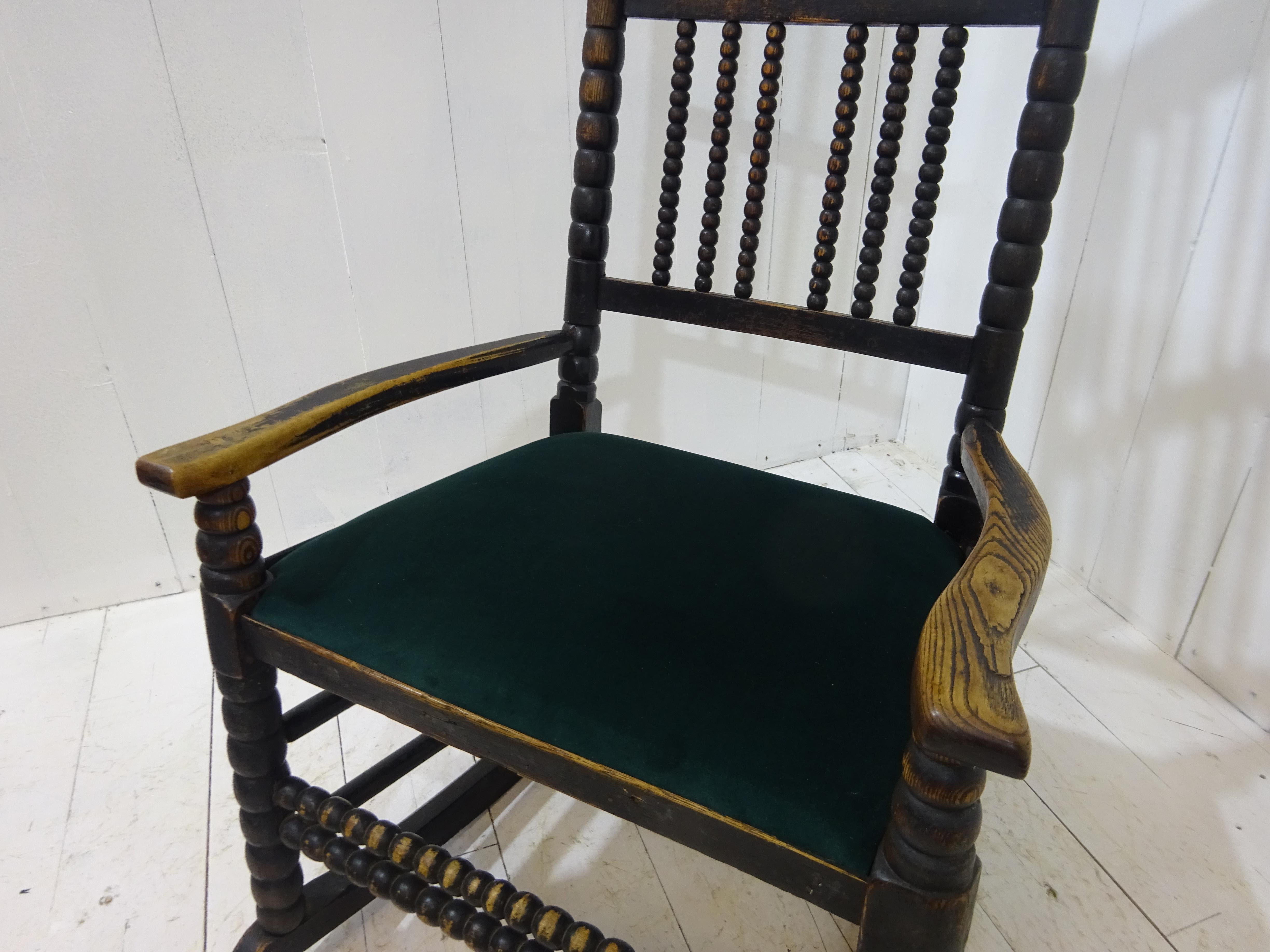 Early 19th Century Lancashire Bobbin Rocking Chair For Sale 3