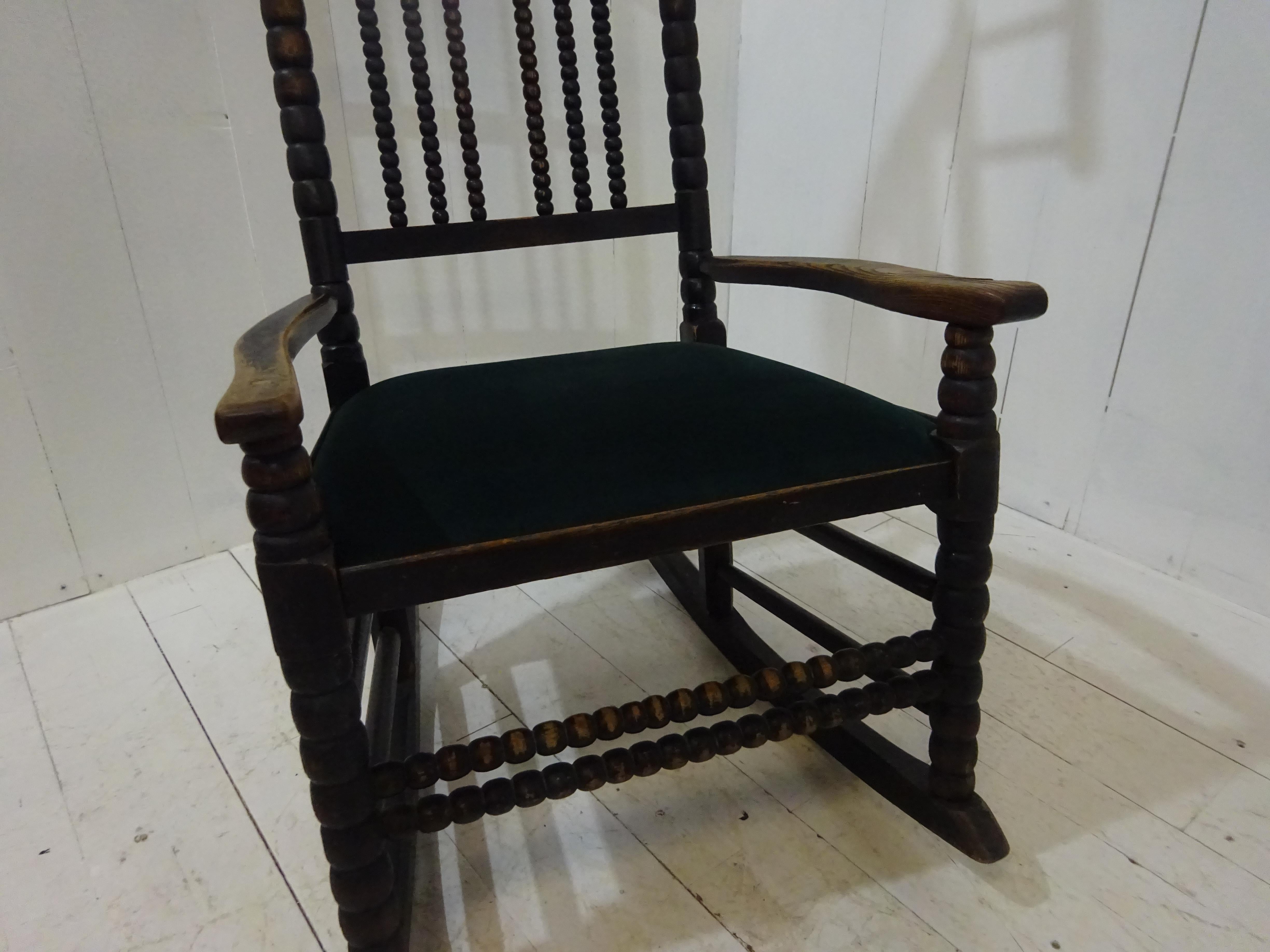 Hand-Crafted Early 19th Century Lancashire Bobbin Rocking Chair For Sale