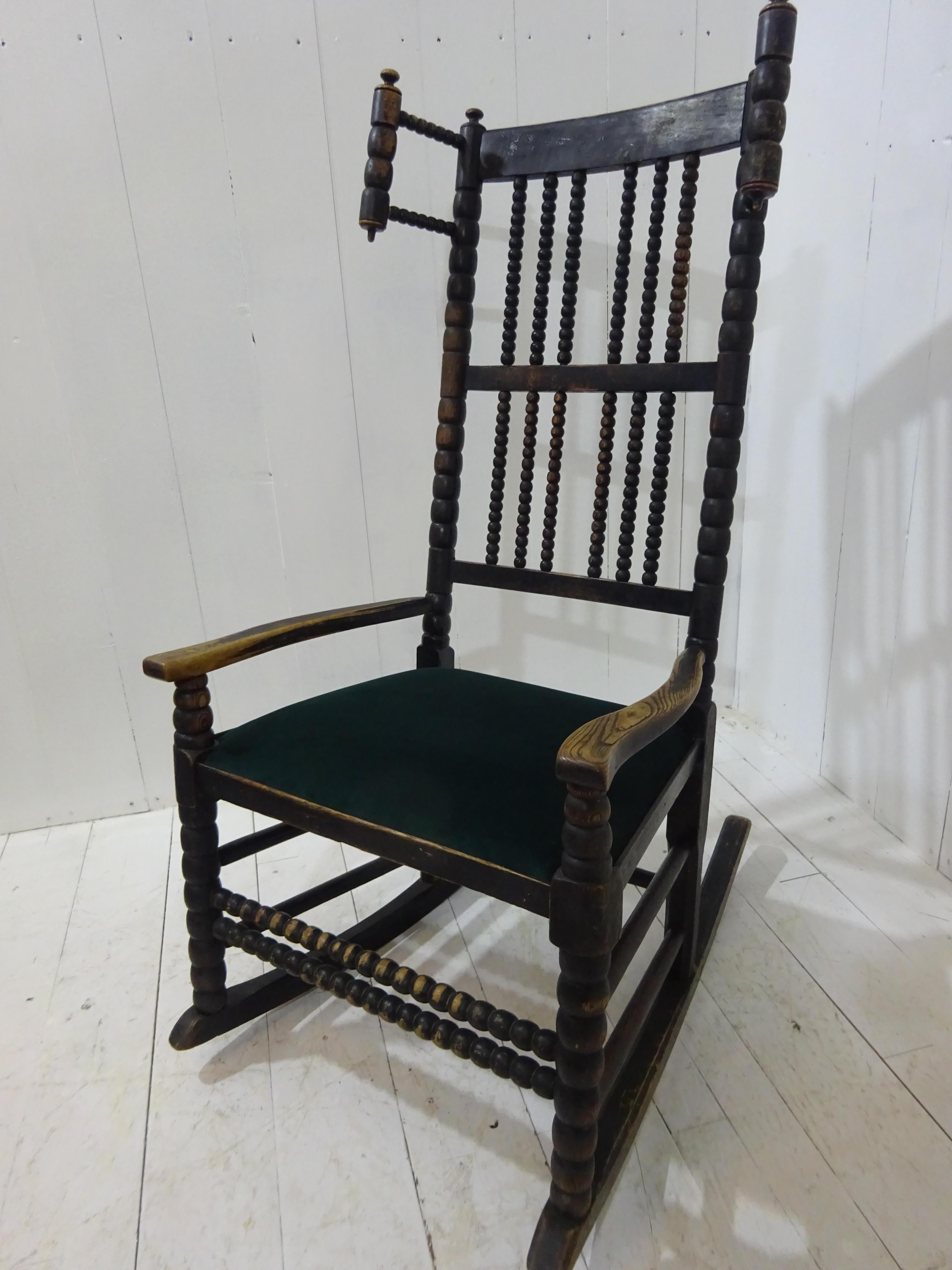Mid-19th Century Early 19th Century Lancashire Bobbin Rocking Chair For Sale