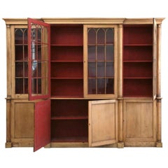 Early 19th Century Large Breakfront Pine Bookcase