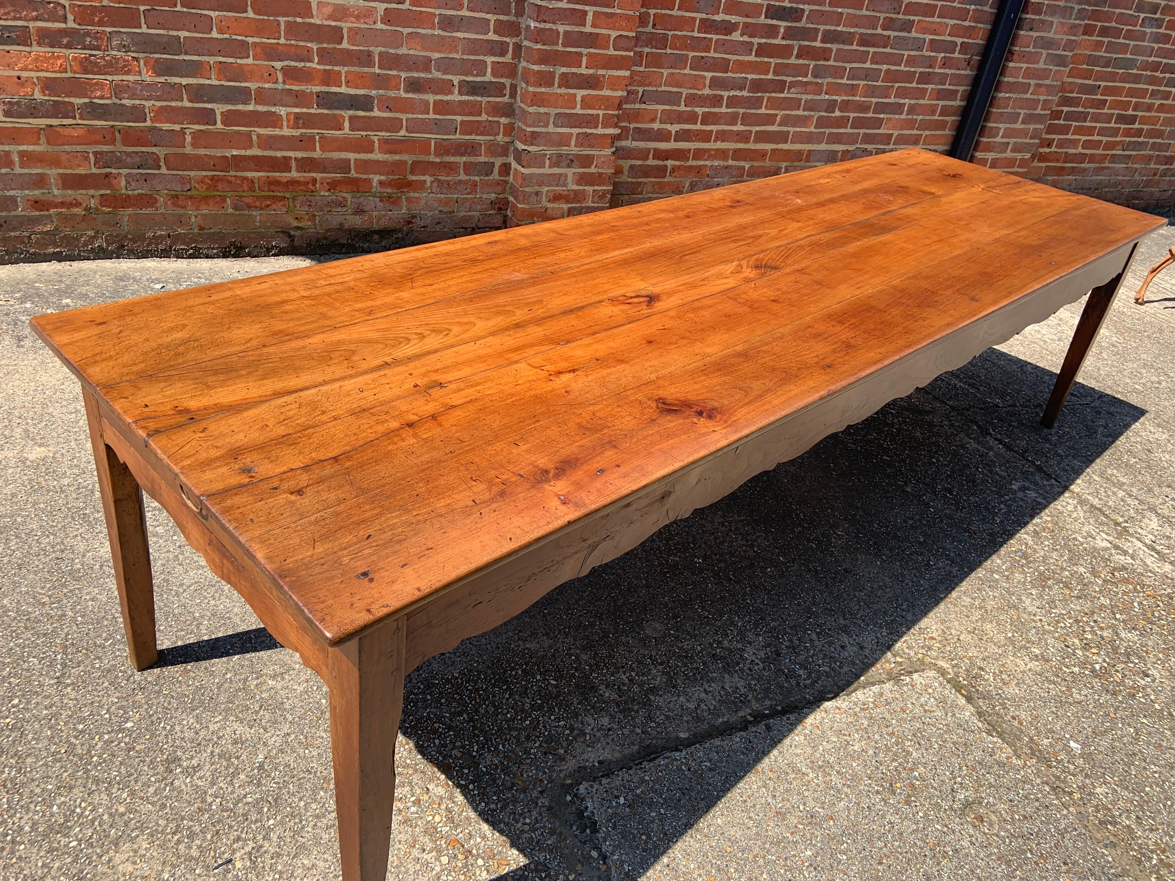 Hand-Crafted Early 19th Century Large Cherry Farmhouse Table