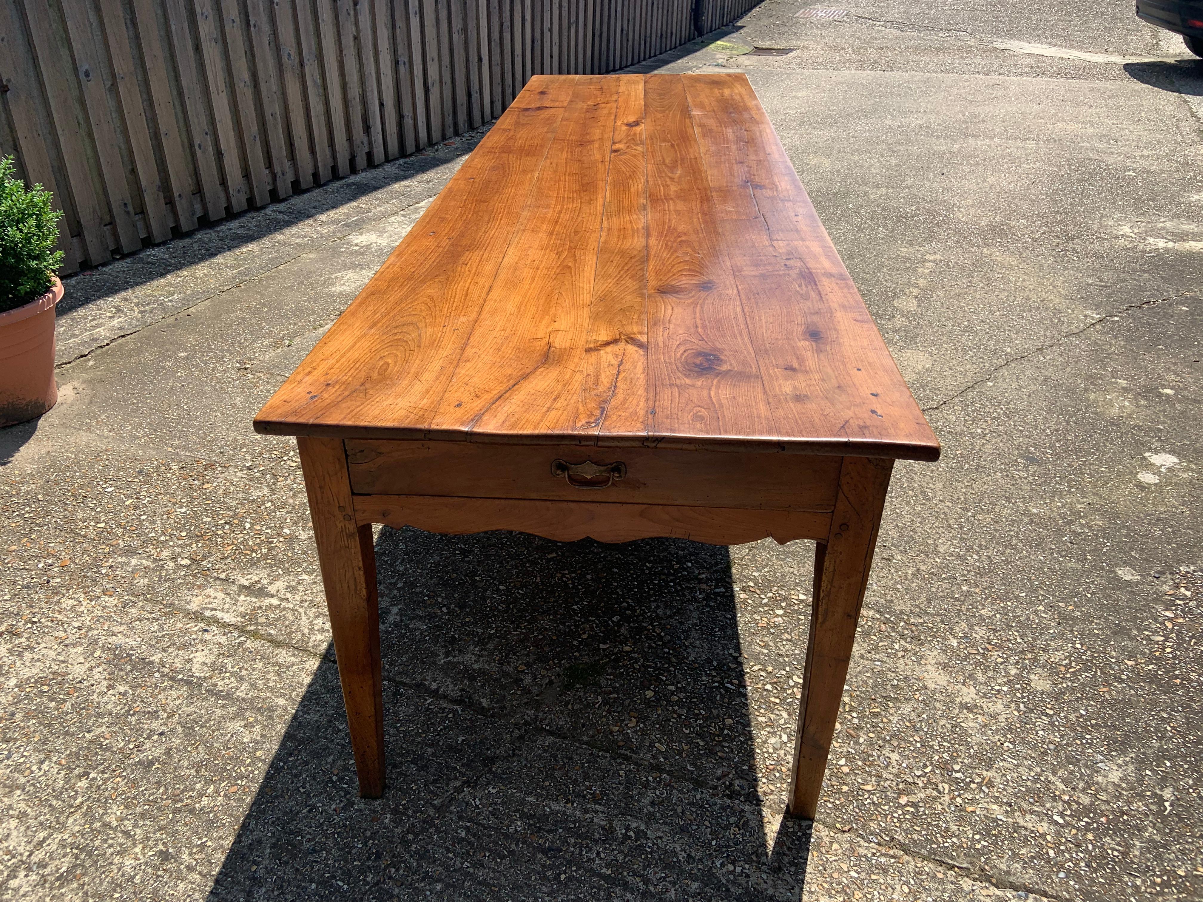 Early 19th Century Large Cherry Farmhouse Table 1