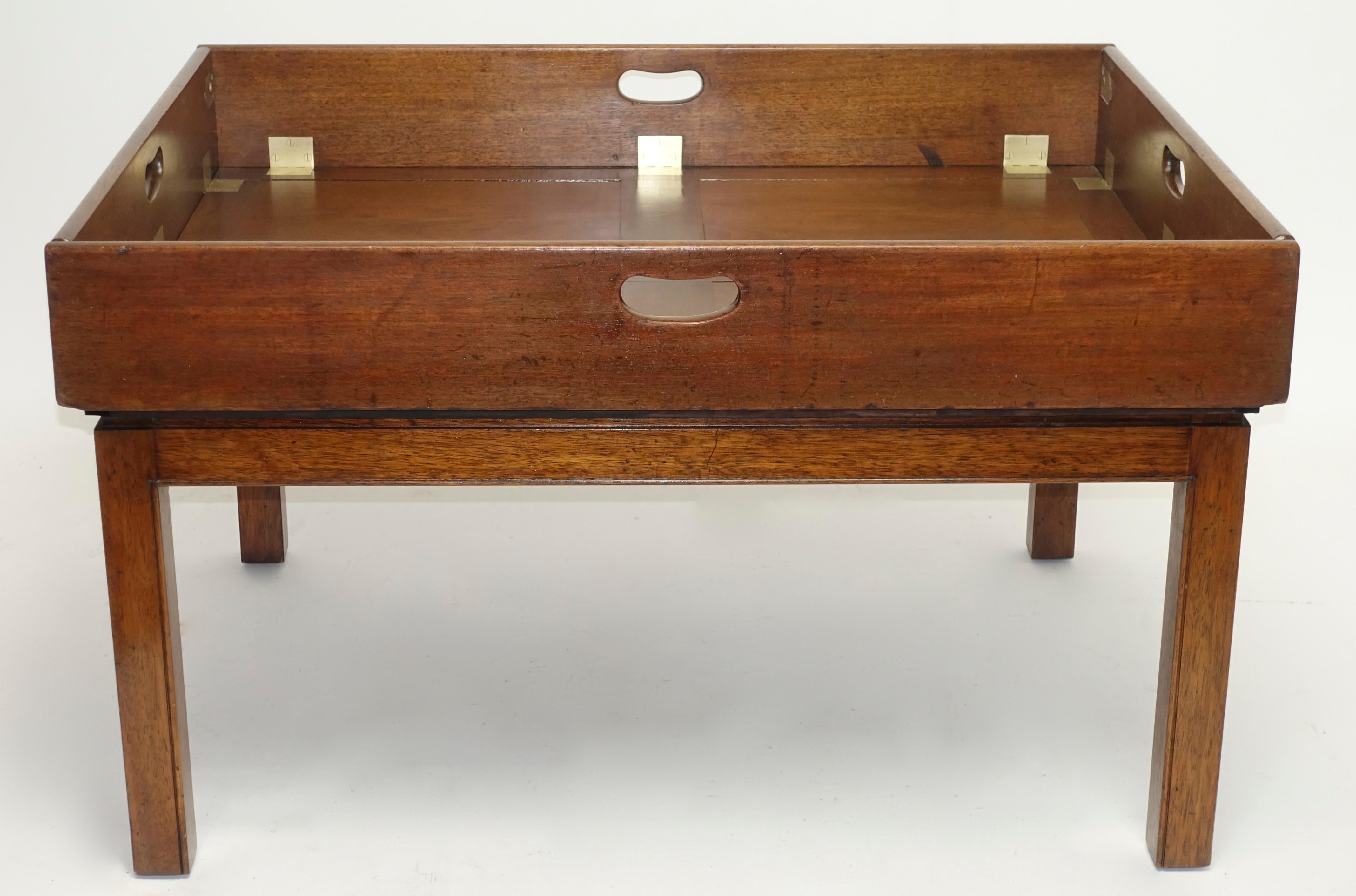 English Early 19th Century Large Mahogany Butlers Tray on Stand