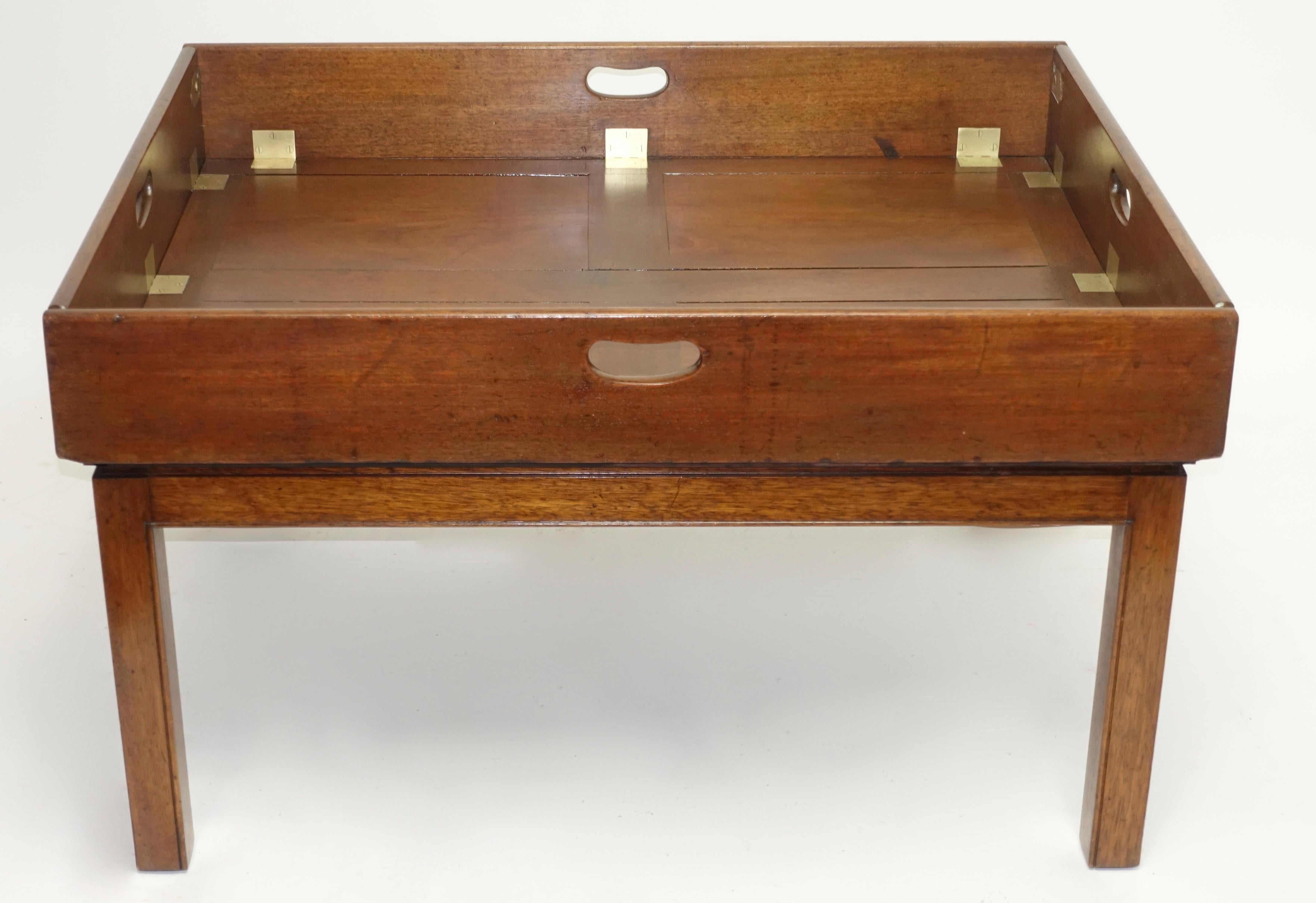Early 19th Century Large Mahogany Butlers Tray on Stand 1