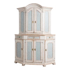 Early 19th Century Large Swedish Blue 
White Swedish Corner Cabinet