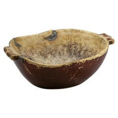 Early 19th Century Large Swedish Dugout Root or Knot Bowl Dated 1811