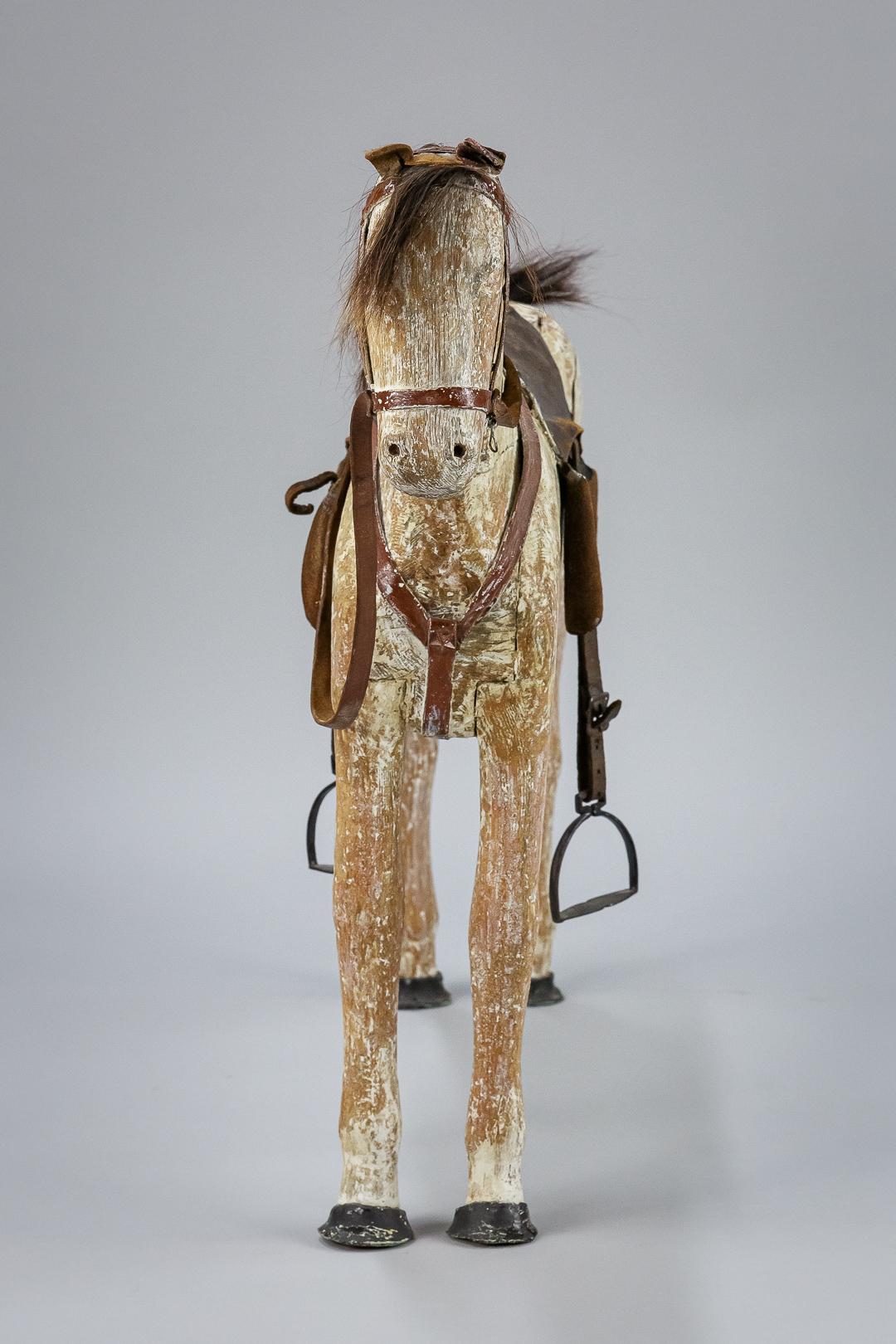 Wood Early 19th Century Large Swedish Horse, with Original Tack