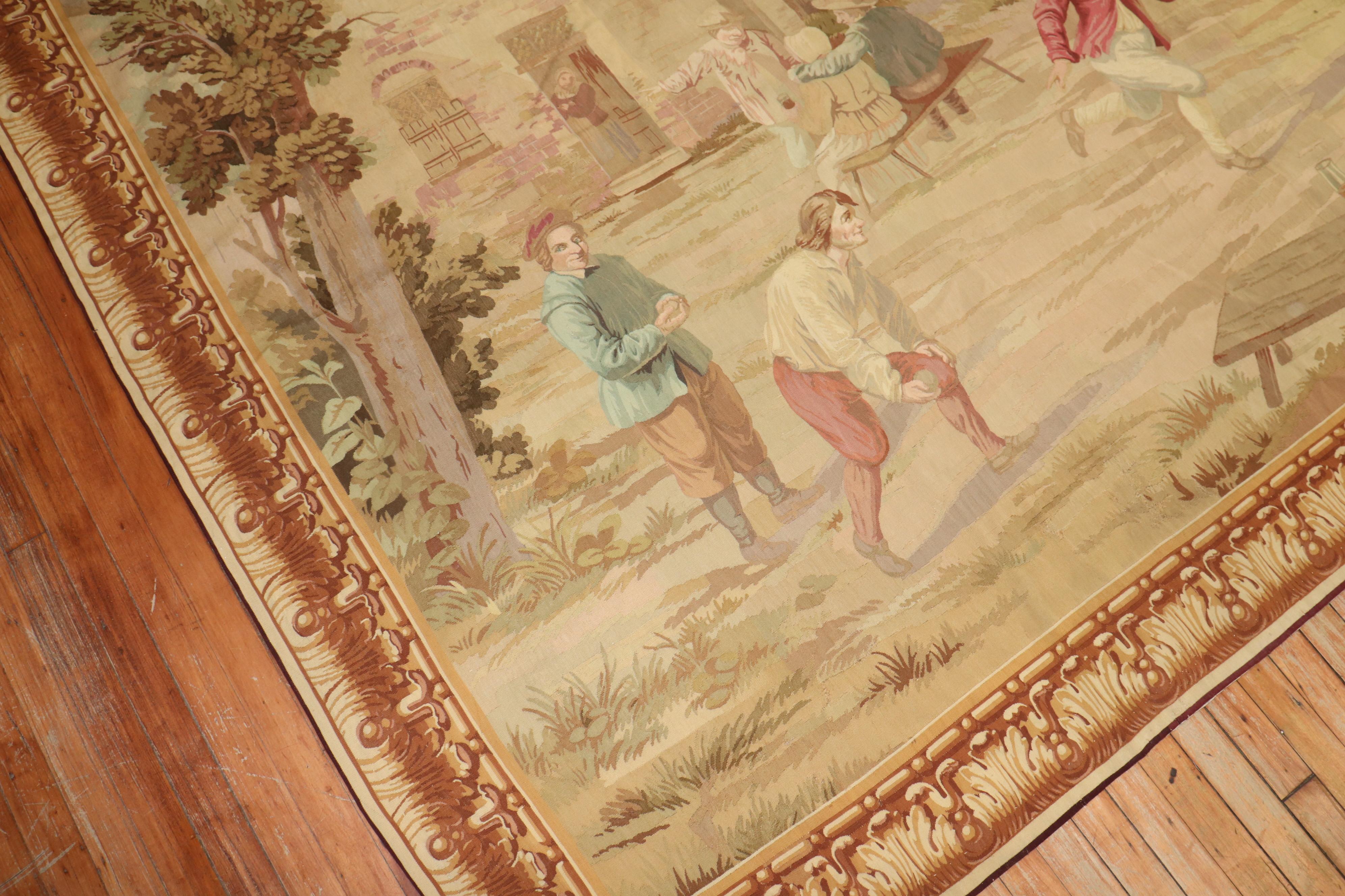 An early 19th Century very fine quality Large French Tapestry .

Measures: 7' wide x 10'11'' long.

Tapestries make integral part of the Flemish cultural heritage. Most of the tapestries have religious, mythological and historical subjects as