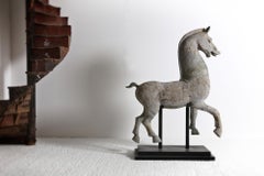 Early 19th Century Large Terracotta Horse Sculpture on a Metal Stand