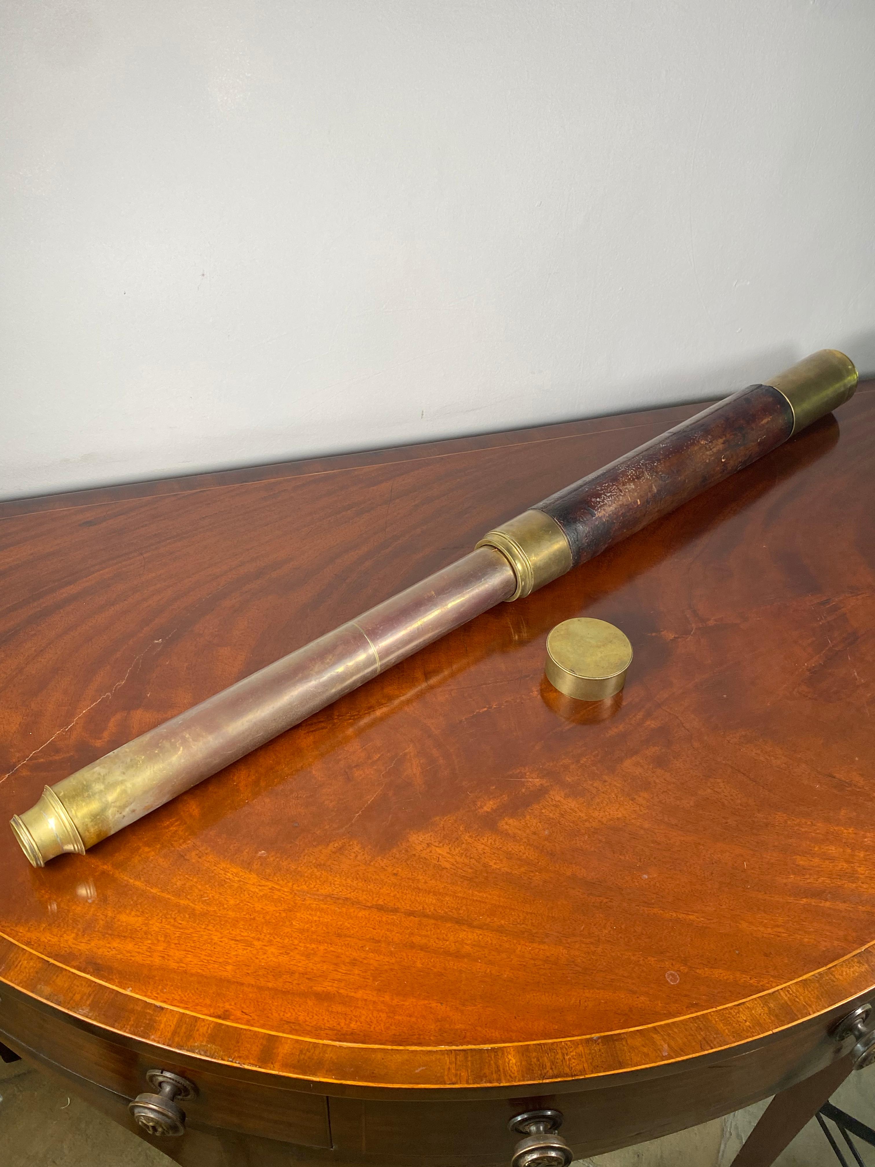 Early 19th Century Leather Bound Brass Telescope 2
