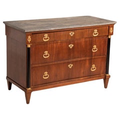 Early 19th Century, Lombard Empire Chest of Drawers with Marble Top