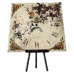 Antique Early 19th Century Longcase Clock Dial Face on Custom Stand