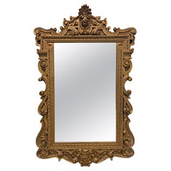 Antique Early 19th Century Louis XIV style French painted gold mirror