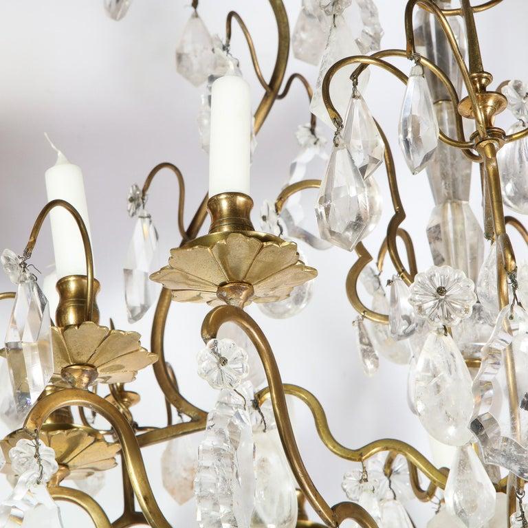 Early 19th Century Louis XV Nine-Arm Rock Crystal & Bronze Sculptural Chandelier For Sale 6
