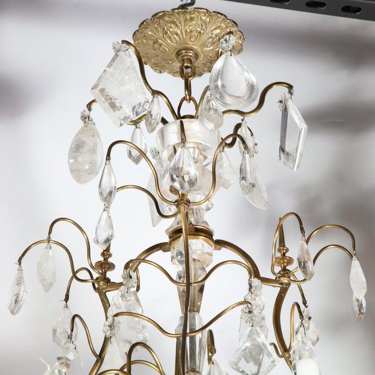 Lustre sculptural à neuf branches en cristal de roche et bronze de Louis XV du début du 19e siècle en vente 5