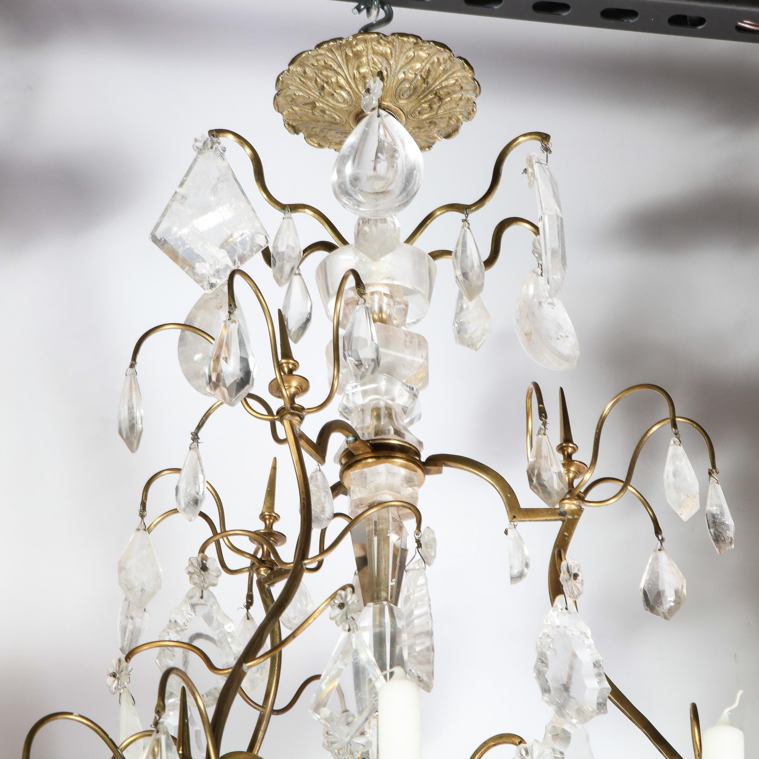 Early 19th Century Louis XV Nine-Arm Rock Crystal & Bronze Sculptural Chandelier In Good Condition In New York, NY