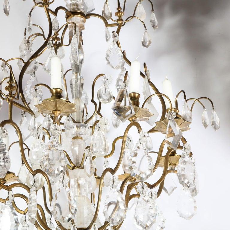 Early 19th Century Louis XV Nine-Arm Rock Crystal & Bronze Sculptural Chandelier For Sale 1