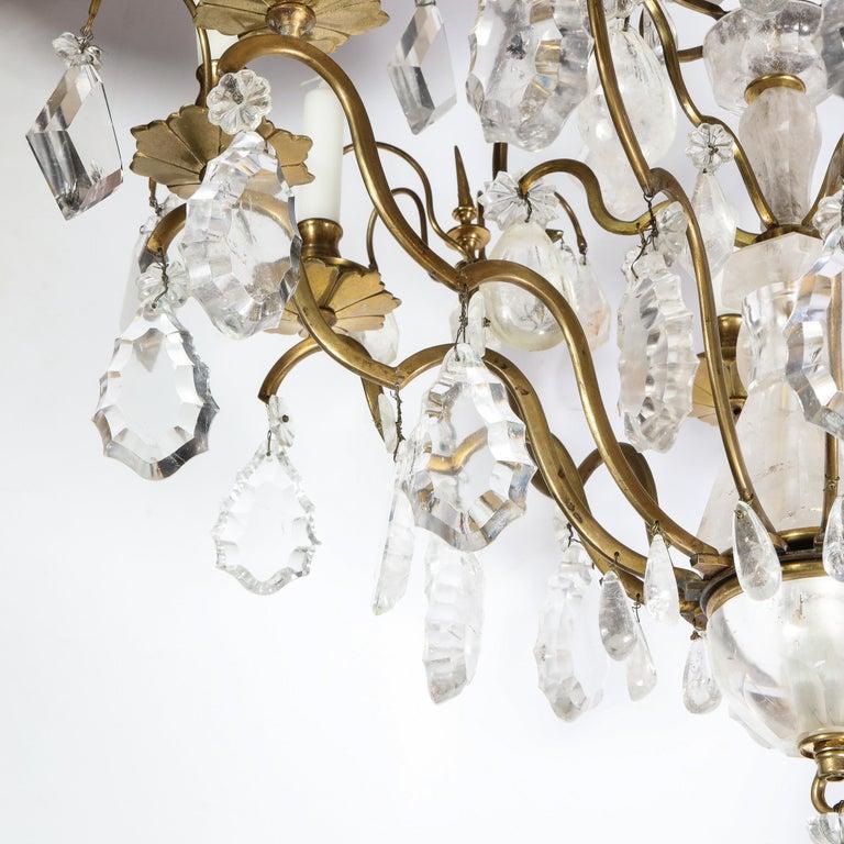 Early 19th Century Louis XV Nine-Arm Rock Crystal & Bronze Sculptural Chandelier For Sale 2