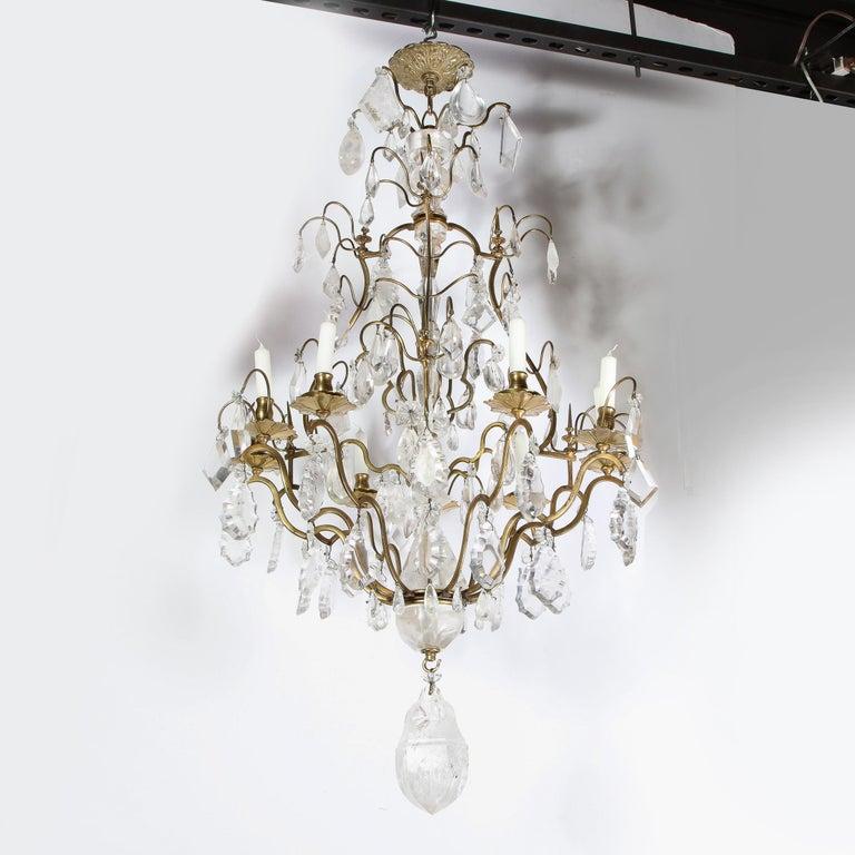 Early 19th Century Louis XV Nine-Arm Rock Crystal & Bronze Sculptural Chandelier For Sale 3