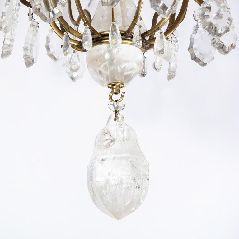 Lustre sculptural à neuf branches en cristal de roche et bronze de Louis XV du début du 19e siècle en vente 2